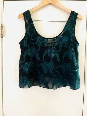 VTG Victoria’s Secret Gold Label Romantic Festival Sheer Crop Tank Blouse m